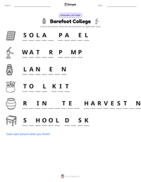 Barefoot College printable worksheet preview