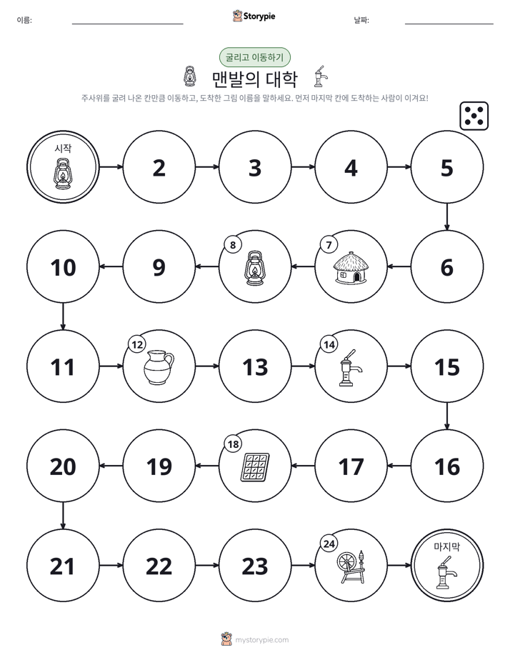주사위 굴리고 이동하기 게임