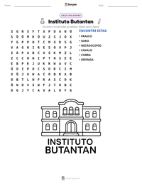 Prévia da folha de atividades imprimível Instituto Butantan