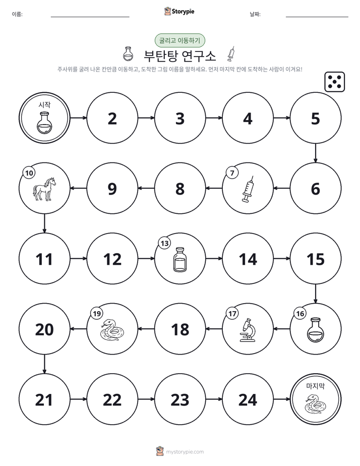 주사위 굴리고 이동하기 게임