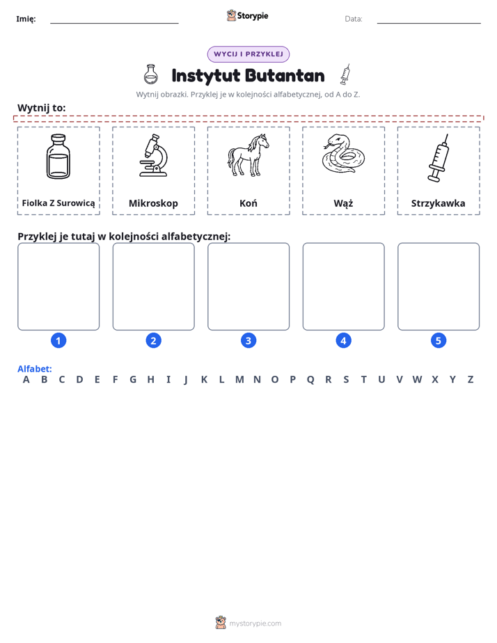 Wytnij i Wklej Alfabet