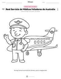 Vista previa de la hoja de trabajo imprimible de Real Servicio de Médicos Voladores de Australia