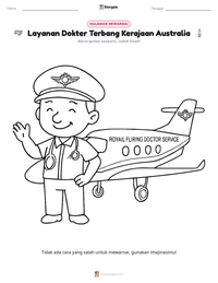 Prabaca lembar kerja cetak Layanan Dokter Terbang Kerajaan Australia