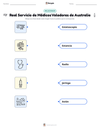 Vista previa de la hoja de trabajo imprimible de Real Servicio de Médicos Voladores de Australia