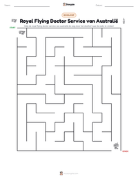 Royal Flying Doctor Service van Australië afdrukbare werkblad voorbeeld
