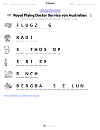 Royal Flying Doctor Service von Australien druckbare Arbeitsblatt Vorschau