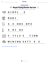 Royal Flying Doctor Service printable worksheet preview