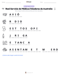 Vista previa de la hoja de trabajo imprimible de Real Servicio de Médicos Voladores de Australia