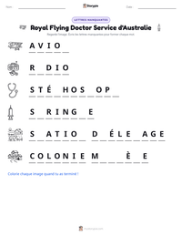 Aperçu de la feuille de travail imprimable Royal Flying Doctor Service d'Australie