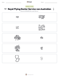 Royal Flying Doctor Service von Australien druckbare Arbeitsblatt Vorschau