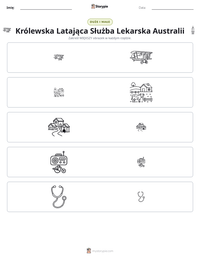 Podgląd drukowalnego arkusza ćwiczeń Królewska Latająca Służba Lekarska Australii