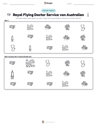 Royal Flying Doctor Service von Australien druckbare Arbeitsblatt Vorschau
