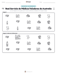 Vista previa de la hoja de trabajo imprimible de Real Servicio de Médicos Voladores de Australia