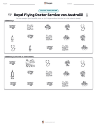 Royal Flying Doctor Service van Australië afdrukbare werkblad voorbeeld