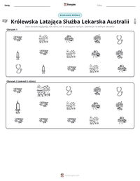 Podgląd drukowalnego arkusza ćwiczeń Królewska Latająca Służba Lekarska Australii