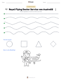 Royal Flying Doctor Service van Australië afdrukbare werkblad voorbeeld