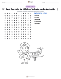 Vista previa de la hoja de trabajo imprimible de Real Servicio de Médicos Voladores de Australia