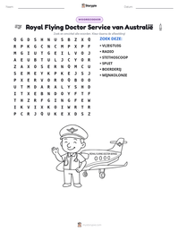 Royal Flying Doctor Service van Australië afdrukbare werkblad voorbeeld