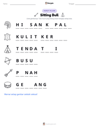 Prabaca lembar kerja cetak Sitting Bull