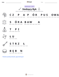 Podgląd drukowalnego arkusza ćwiczeń Siedzący Byk