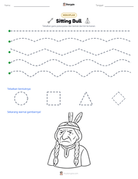 Prabaca lembar kerja cetak Sitting Bull