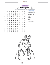 Sitting Bull afdrukbare werkblad voorbeeld