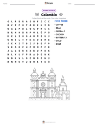 Colombia printable worksheet preview