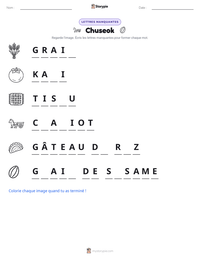 Aperçu de la feuille de travail imprimable Chuseok
