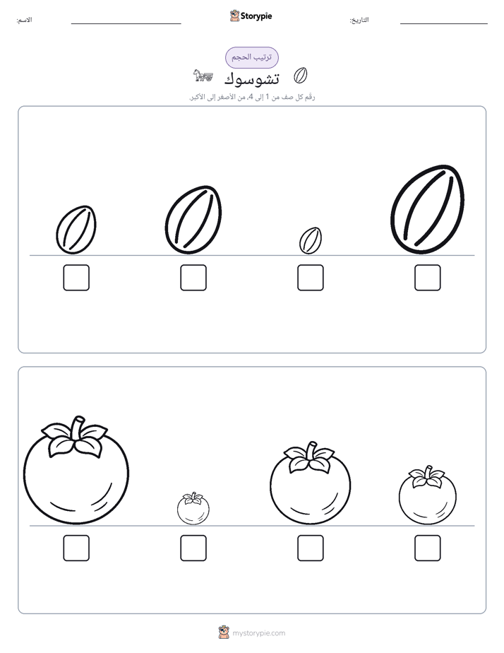 ترتيب الحجم