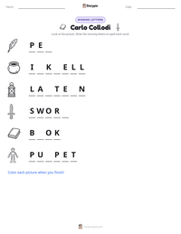 Carlo Collodi printable worksheet preview