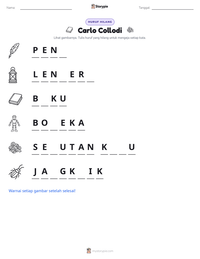 Prabaca lembar kerja cetak Carlo Collodi