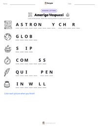 Amerigo Vespucci printable worksheet preview