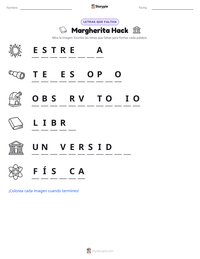 Vista previa de la hoja de trabajo imprimible de Margherita Hack