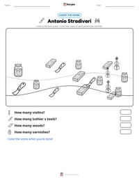 Antonio Stradivari printable worksheet preview