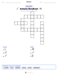 Antonio Stradivari printable worksheet preview