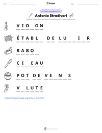Aperçu de la feuille de travail imprimable Antonio Stradivari