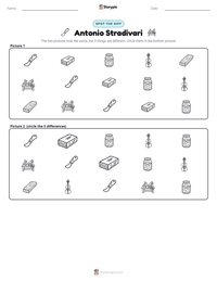 Antonio Stradivari printable worksheet preview