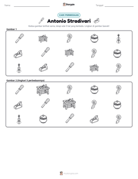 Prabaca lembar kerja cetak Antonio Stradivari