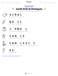 Josefa Ortiz de Domínguez printable worksheet preview