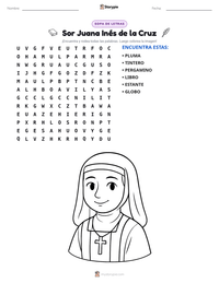 Vista previa de la hoja de trabajo imprimible de Sor Juana Inés de la Cruz