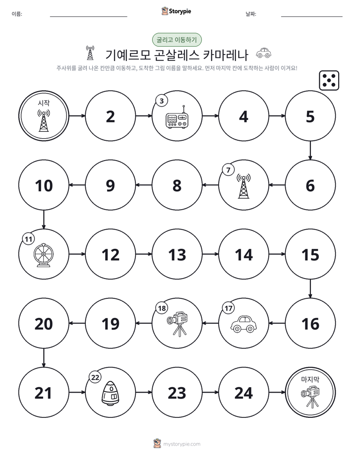 주사위 굴리고 이동하기 게임