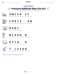 Podgląd drukowalnego arkusza ćwiczeń Francisco Gabilondo Soler (Cri-Cri)