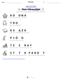 Podgląd drukowalnego arkusza ćwiczeń Piotr II Brazylijski