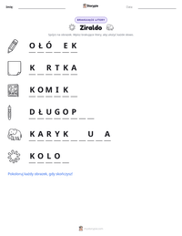 Podgląd drukowalnego arkusza ćwiczeń Ziraldo