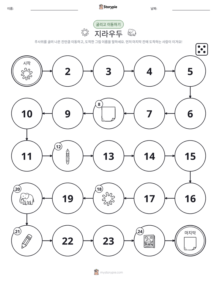 주사위 굴리고 이동하기 게임