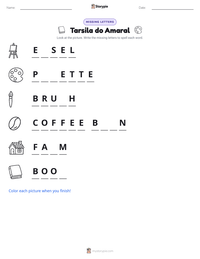 Tarsila do Amaral printable worksheet preview