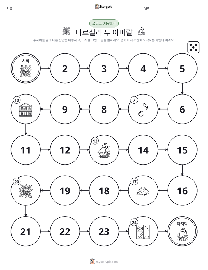 주사위 굴리고 이동하기 게임