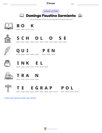 Domingo Faustino Sarmiento printable worksheet preview