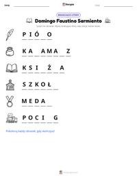 Podgląd drukowalnego arkusza ćwiczeń Domingo Faustino Sarmiento