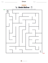 Simón Bolívar afdrukbare werkblad voorbeeld